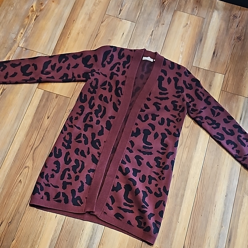 Evolution Leopard Print Burgundy Sweater